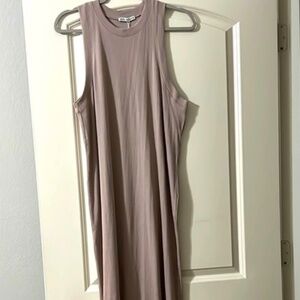 Zara Blush Mauve Maxi Ribbed Tank Dress